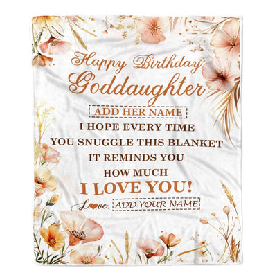 Personalized Birthday Gifts For Goddaughter Gifts From Godmother Blanket Yellow Happy Birthday Goddaughter Unique Gifts Bday Customized Fleece Blanket | siriusteestore
