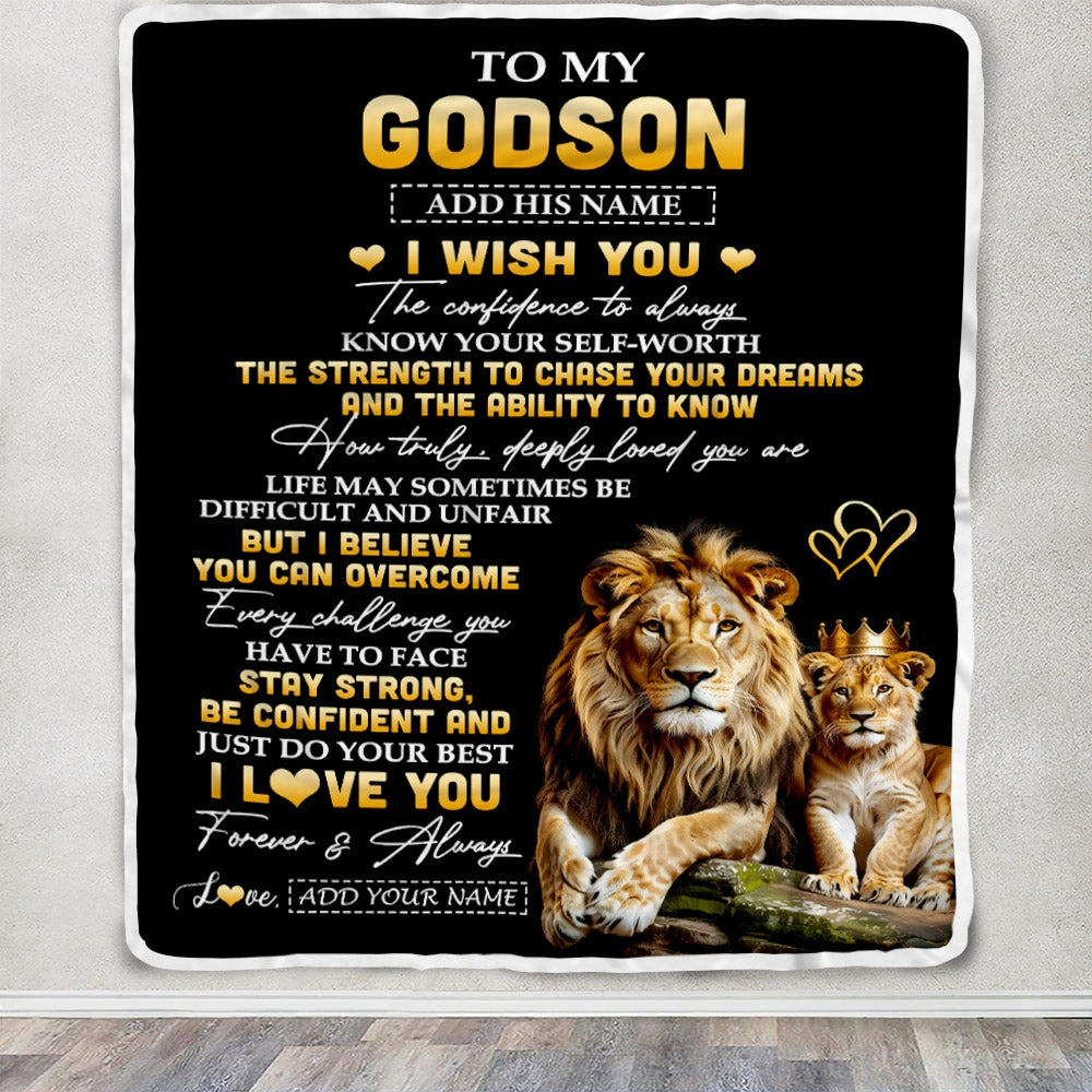 Personalized Birthday Gifts For Godson From Godfather Uncle Blanket I Wish You To My Godson Gifts Graduation Christmas Gift Ideas Customized Fleece Blanket | siriusteestore