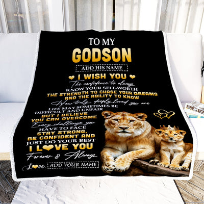 Personalized Birthday Gifts For Godson From Godmother Aunt Blanket I Wish You To My Godson Gifts Graduation Christmas Gift Ideas Customized Fleece Blanket | siriusteestore