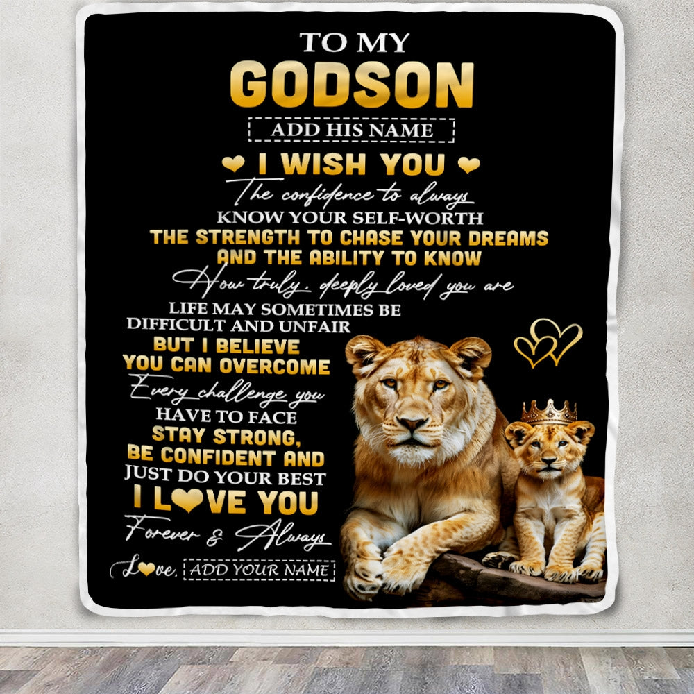Personalized Birthday Gifts For Godson From Godmother Aunt Blanket I Wish You To My Godson Gifts Graduation Christmas Gift Ideas Customized Fleece Blanket | siriusteestore