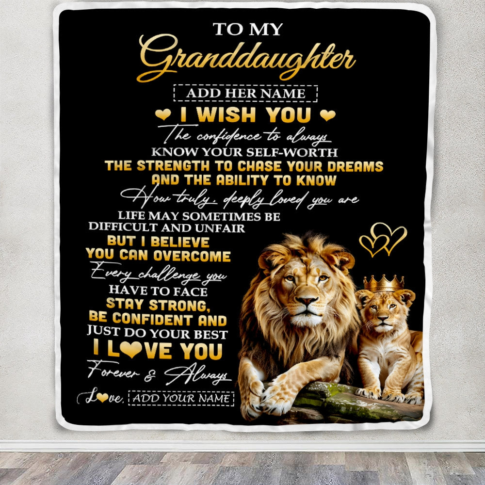 Personalized Birthday Gifts For Granddaughter From Grandpa Blanket I Wish You To My Granddaughter Gifts Graduation Christmas Gift Ideas Custom Fleece Blanket | siriusteestore