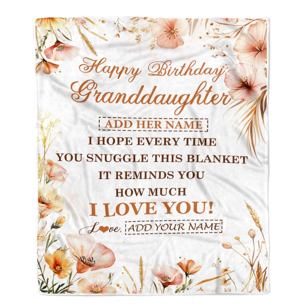 Personalized Birthday Gifts For Granddaughter Gifts From Grandma Blanket Yellow Happy Birthday Granddaughter Unique Gifts Bday Customized Fleece Blanket | siriusteestore