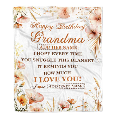 Personalized Birthday Gifts For Grandma Gifts From Granddaughter Blanket Yellow Happy Birthday Grandma Unique Gifts Bday Customized Fleece Blanket | siriusteestore