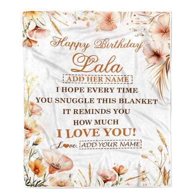 Personalized Birthday Gifts For Lala Gifts From Granddaughter Grandson Blanket Yellow Happy Birthday Lala Unique Gifts Bday Customized Fleece Blanket | siriusteestore