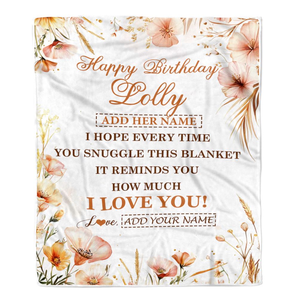 Personalized Birthday Gifts For Lolly Gifts From Granddaughter Grandson Blanket Yellow Happy Birthday Lolly Unique Gifts Bday Customized Fleece Blanket | siriusteestore