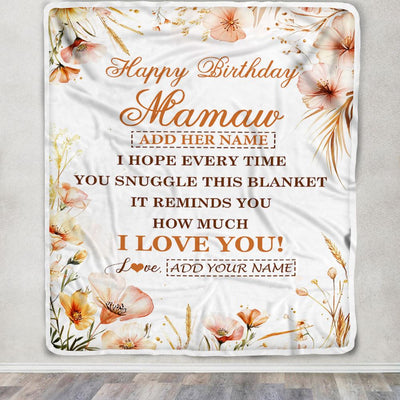 Personalized Birthday Gifts For Mamaw Gifts From Granddaughter Grandson Blanket Yellow Happy Birthday Mamaw Unique Gifts Bday Customized Fleece Blanket | siriusteestore