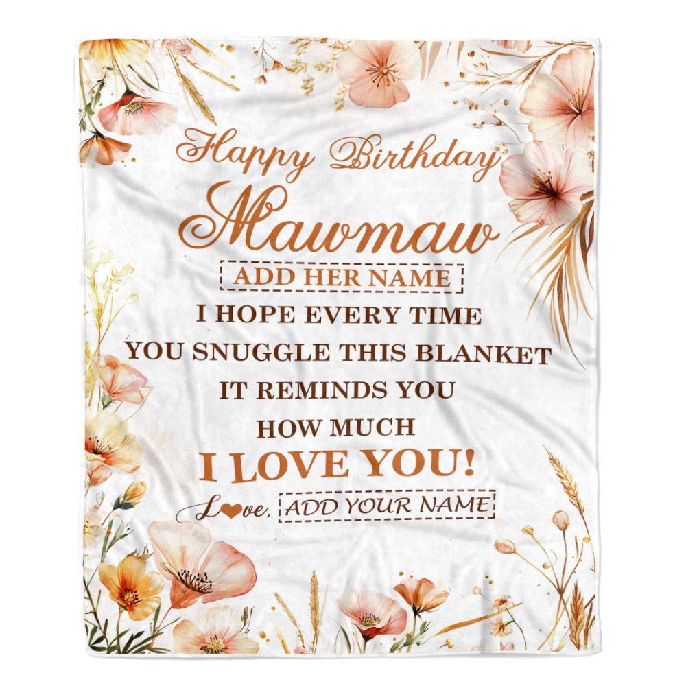 Personalized Birthday Gifts For Mawmaw Gifts From Granddaughter Blanket Yellow Happy Birthday Mawmaw Unique Gifts Bday Customized Fleece Blanket | siriusteestore