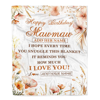 Personalized Birthday Gifts For Mawmaw Gifts From Granddaughter Blanket Yellow Happy Birthday Mawmaw Unique Gifts Bday Customized Fleece Blanket | siriusteestore