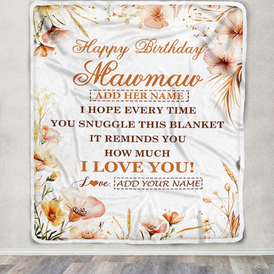 Personalized Birthday Gifts For Mawmaw Gifts From Granddaughter Blanket Yellow Happy Birthday Mawmaw Unique Gifts Bday Customized Fleece Blanket | siriusteestore