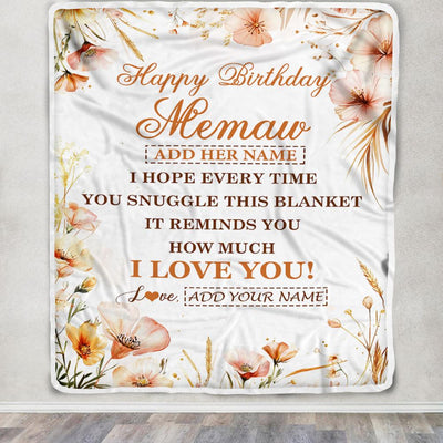 Personalized Birthday Gifts For Memaw Gifts From Granddaughter Grandson Blanket Yellow Happy Birthday Memaw Unique Gifts Bday Customized Fleece Blanket | siriusteestore