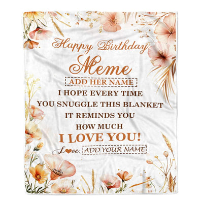 Personalized Birthday Gifts For Meme Gifts From Granddaughter Grandson Blanket Yellow Happy Birthday Meme Unique Gifts Bday Customized Fleece Blanket | siriusteestore