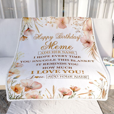 Personalized Birthday Gifts For Meme Gifts From Granddaughter Grandson Blanket Yellow Happy Birthday Meme Unique Gifts Bday Customized Fleece Blanket | siriusteestore