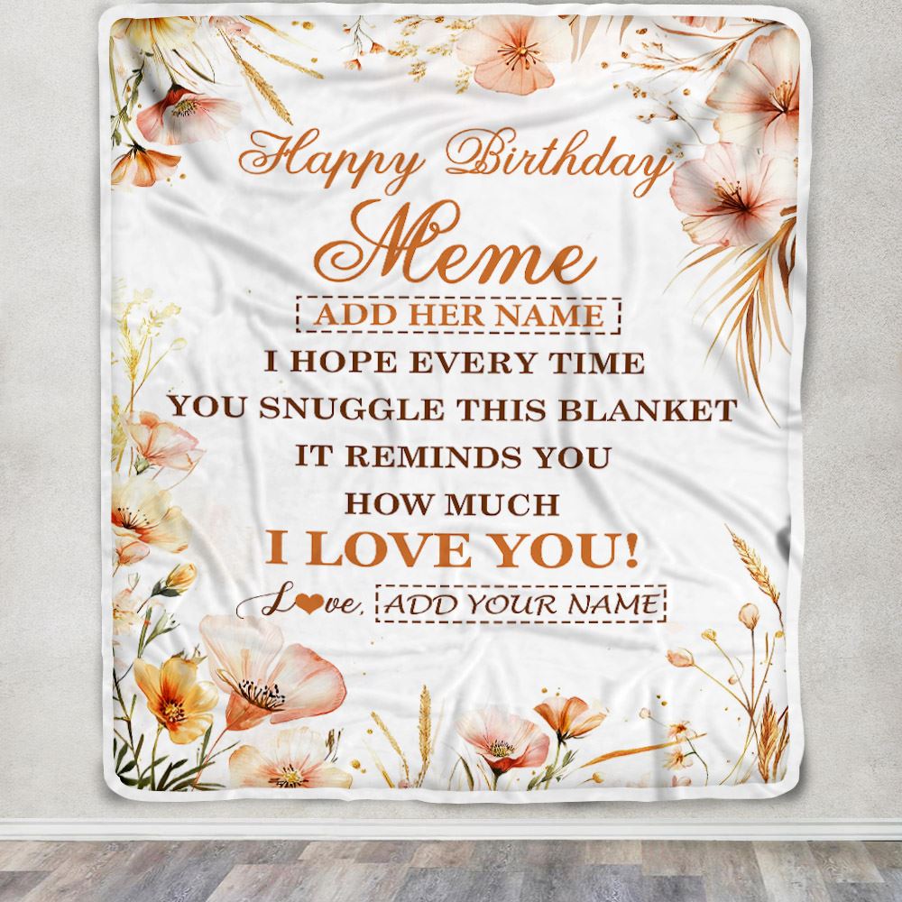 Personalized Birthday Gifts For Meme Gifts From Granddaughter Grandson Blanket Yellow Happy Birthday Meme Unique Gifts Bday Customized Fleece Blanket | siriusteestore
