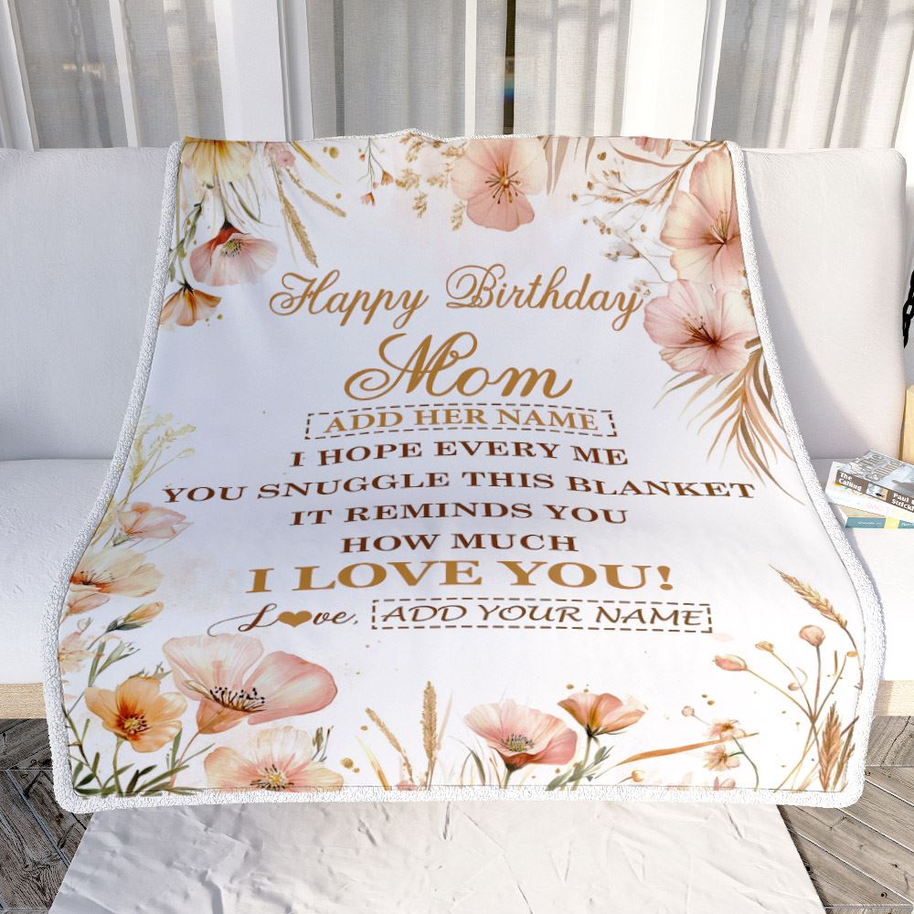 Personalized Birthday Gifts For Mom Gifts From Daughter Son Blanket Yellow Happy Birthday Mom Mother Unique Gifts Bday Customized Fleece Throw Blanket | siriusteestore