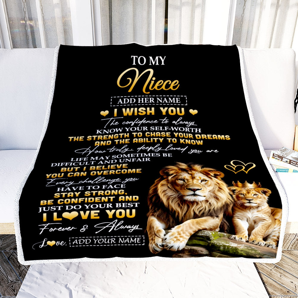 Personalized Birthday Gifts For Niece From Uncle Blanket I Wish You To My Niece Gifts Graduation Christmas Gift Ideas Customized Fleece Throw Blanket | siriusteestore