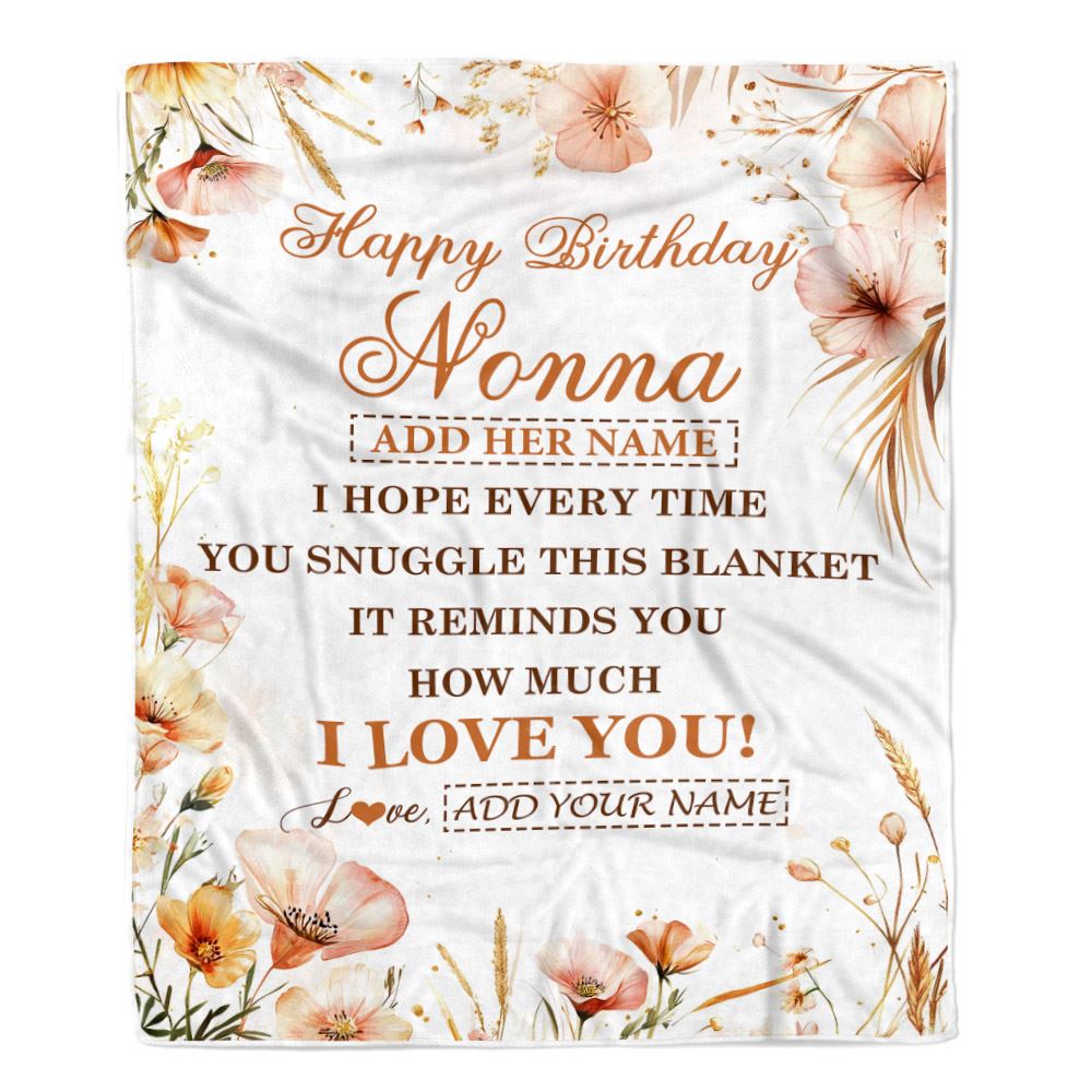 Personalized Birthday Gifts For Nonna Gifts From Granddaughter Grandson Blanket Yellow Happy Birthday Nonna Unique Gifts Bday Customized Fleece Blanket | siriusteestore