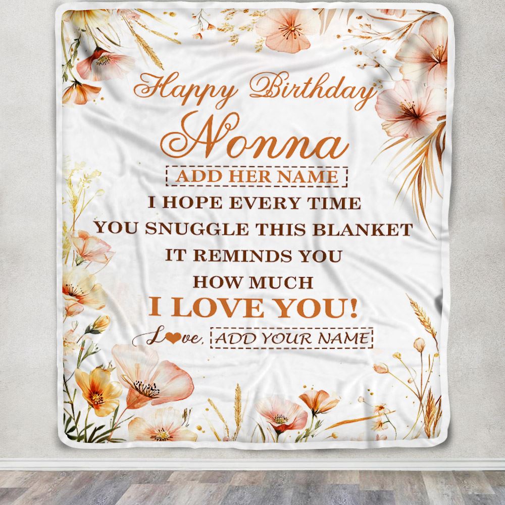 Personalized Birthday Gifts For Nonna Gifts From Granddaughter Grandson Blanket Yellow Happy Birthday Nonna Unique Gifts Bday Customized Fleece Blanket | siriusteestore
