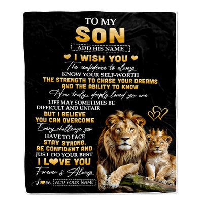 Personalized Birthday Gifts For Son From Dad Father Blanket I Wish You To My Son Gifts Graduation Christmas Gift Ideas Customized Fleece Throw Blanket | siriusteestore