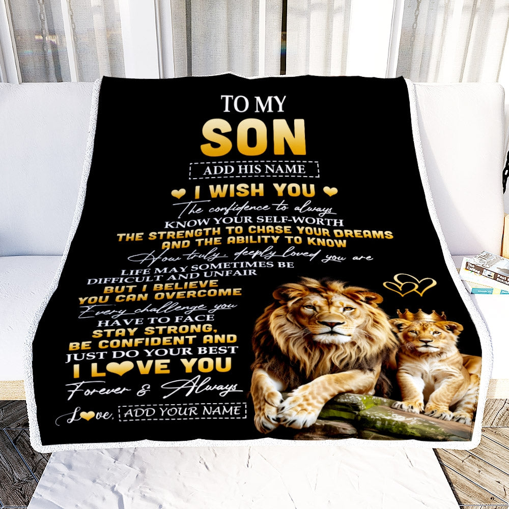 Personalized Birthday Gifts For Son From Dad Father Blanket I Wish You To My Son Gifts Graduation Christmas Gift Ideas Customized Fleece Throw Blanket | siriusteestore