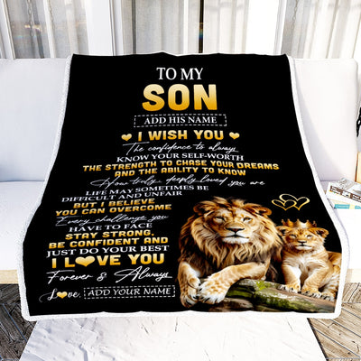 Personalized Birthday Gifts For Son From Dad Father Blanket I Wish You To My Son Gifts Graduation Christmas Gift Ideas Customized Fleece Throw Blanket | siriusteestore
