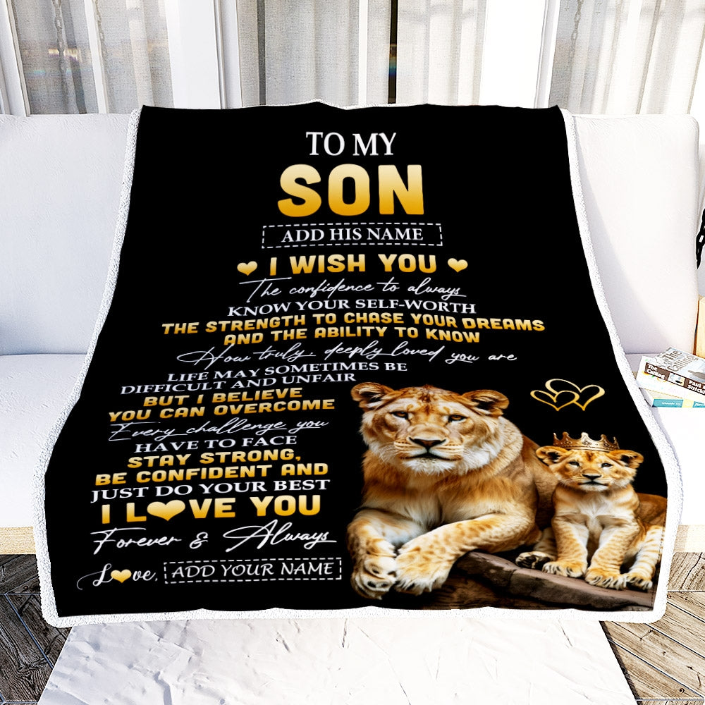 Personalized Birthday Gifts For Son From Mom Mother Blanket I Wish You To My Son Gifts Graduation Christmas Gift Ideas Customized Fleece Throw Blanket | siriusteestore
