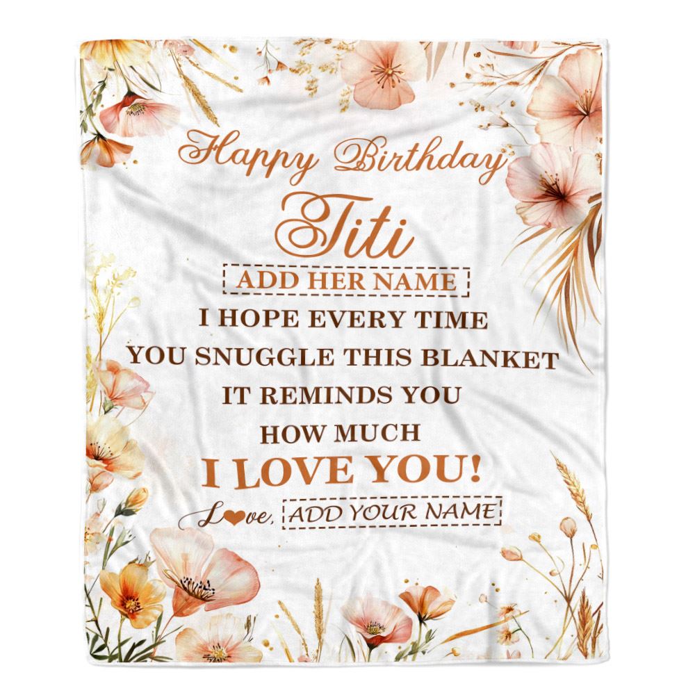 Personalized Birthday Gifts For Titi Gifts From Niece Nephew Blanket Yellow Happy Birthday Titi Unique Gifts Bday Customized Fleece Throw Blanket | siriusteestore