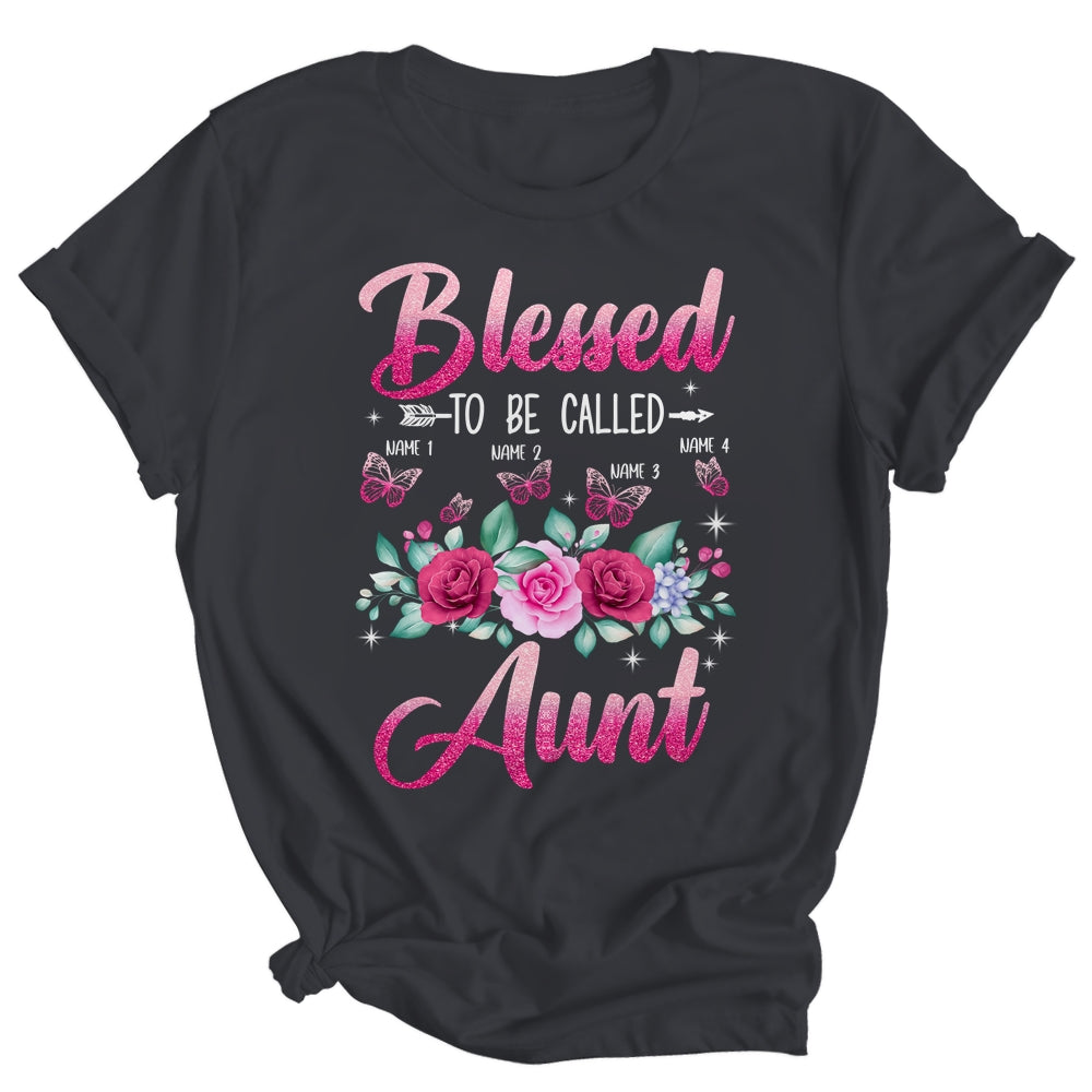 Personalized Blessed To Be Called Aunt Custom Kids Name Mothers Day Birthday Christmas Rose Butterfly Shirt & Tank Top | siriusteestore