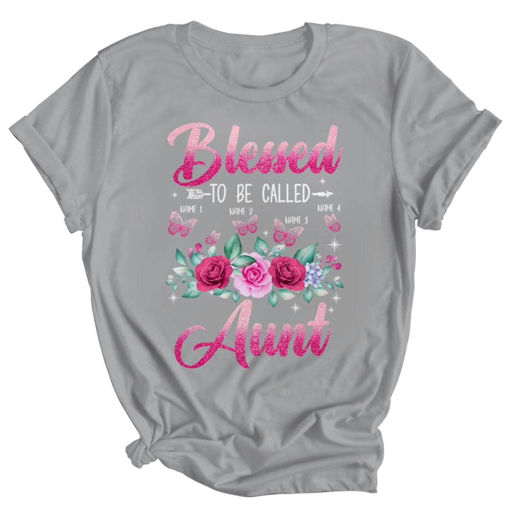 Personalized Blessed To Be Called Aunt Custom Kids Name Mothers Day Birthday Christmas Rose Butterfly Shirt & Tank Top | siriusteestore