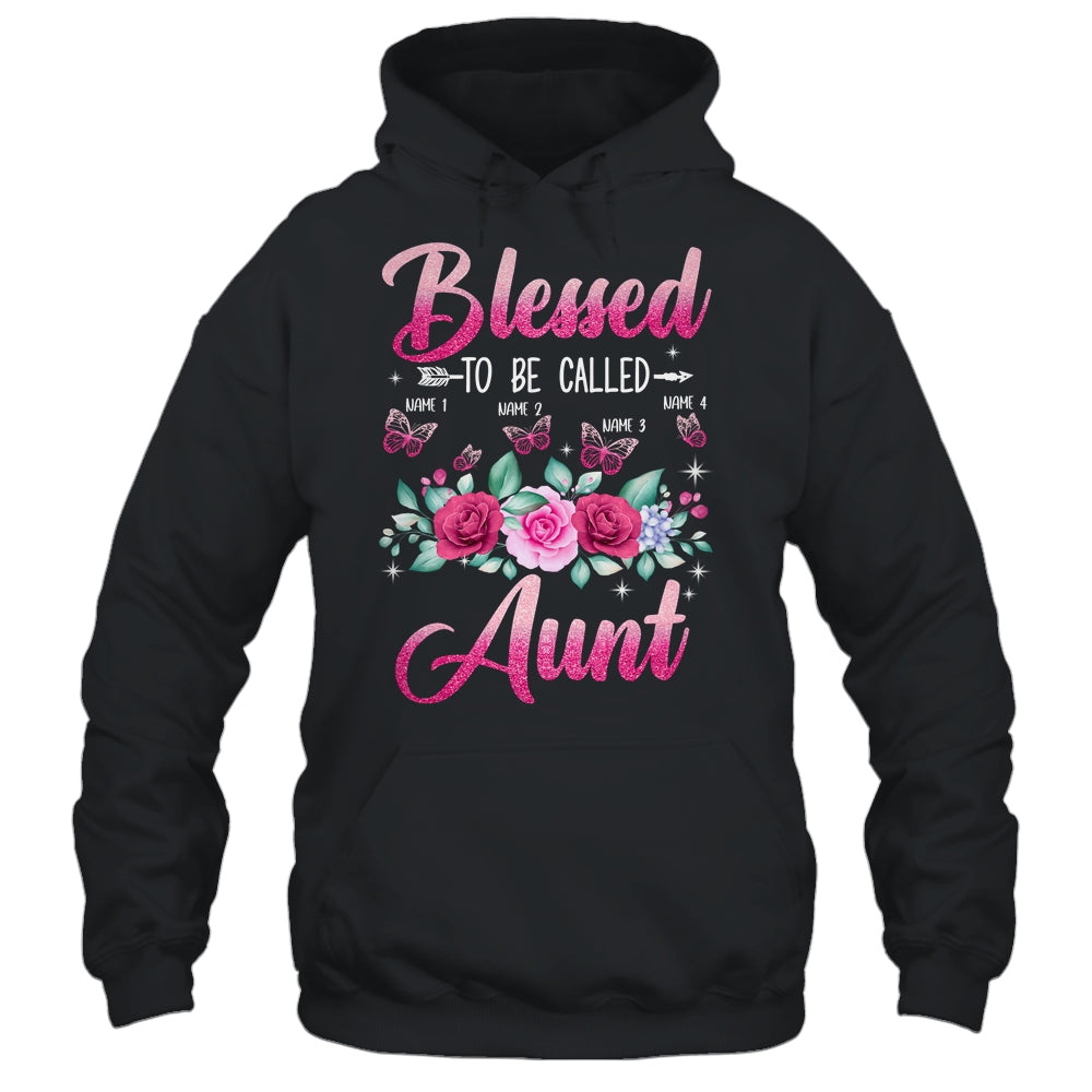 Personalized Blessed To Be Called Aunt Custom Kids Name Mothers Day Birthday Christmas Rose Butterfly Shirt & Tank Top | siriusteestore