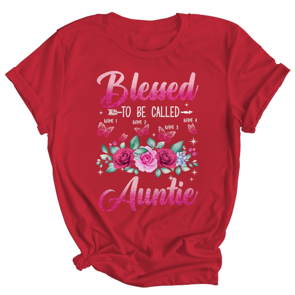 Personalized Blessed To Be Called Auntie Custom Kids Name Mothers Day Birthday Christmas Rose Butterfly Shirt & Tank Top | siriusteestore