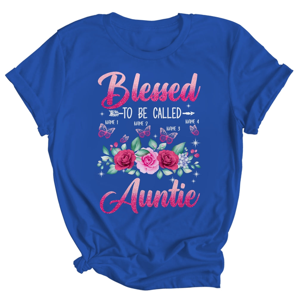 Personalized Blessed To Be Called Auntie Custom Kids Name Mothers Day Birthday Christmas Rose Butterfly Shirt & Tank Top | siriusteestore