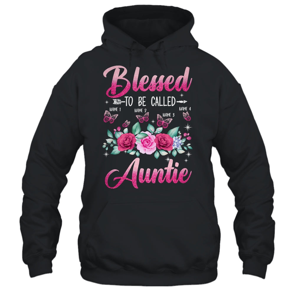 Personalized Blessed To Be Called Auntie Custom Kids Name Mothers Day Birthday Christmas Rose Butterfly Shirt & Tank Top | siriusteestore