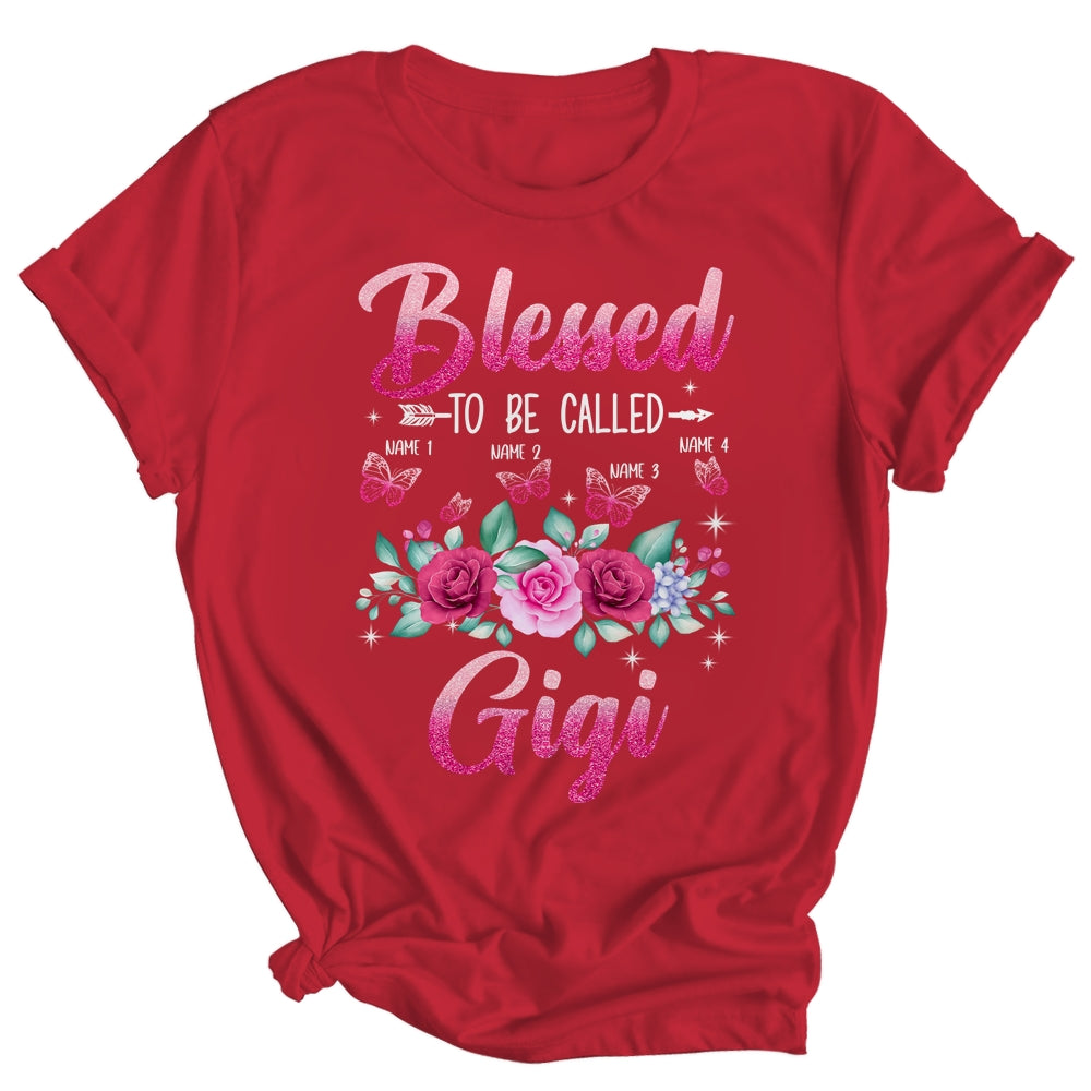 Personalized Blessed To Be Called Gigi Custom Grandkids Name Mothers Day Birthday Christmas Rose Butterfly Shirt & Tank Top | siriusteestore