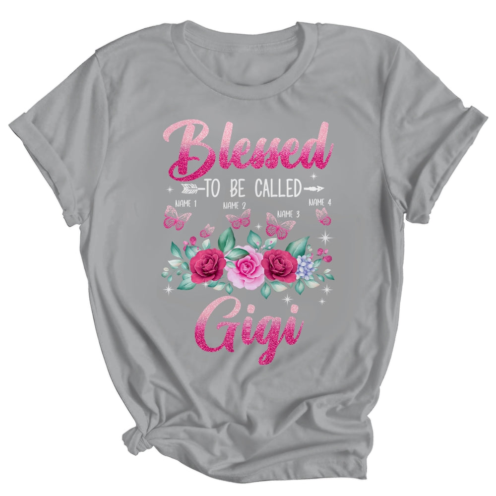 Personalized Blessed To Be Called Gigi Custom Grandkids Name Mothers Day Birthday Christmas Rose Butterfly Shirt & Tank Top | siriusteestore