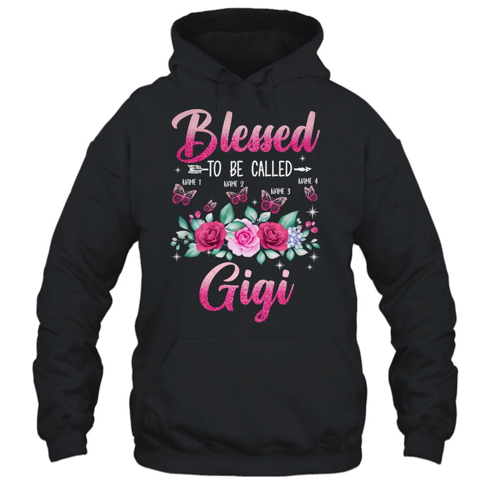 Personalized Blessed To Be Called Gigi Custom Grandkids Name Mothers Day Birthday Christmas Rose Butterfly Shirt & Tank Top | siriusteestore