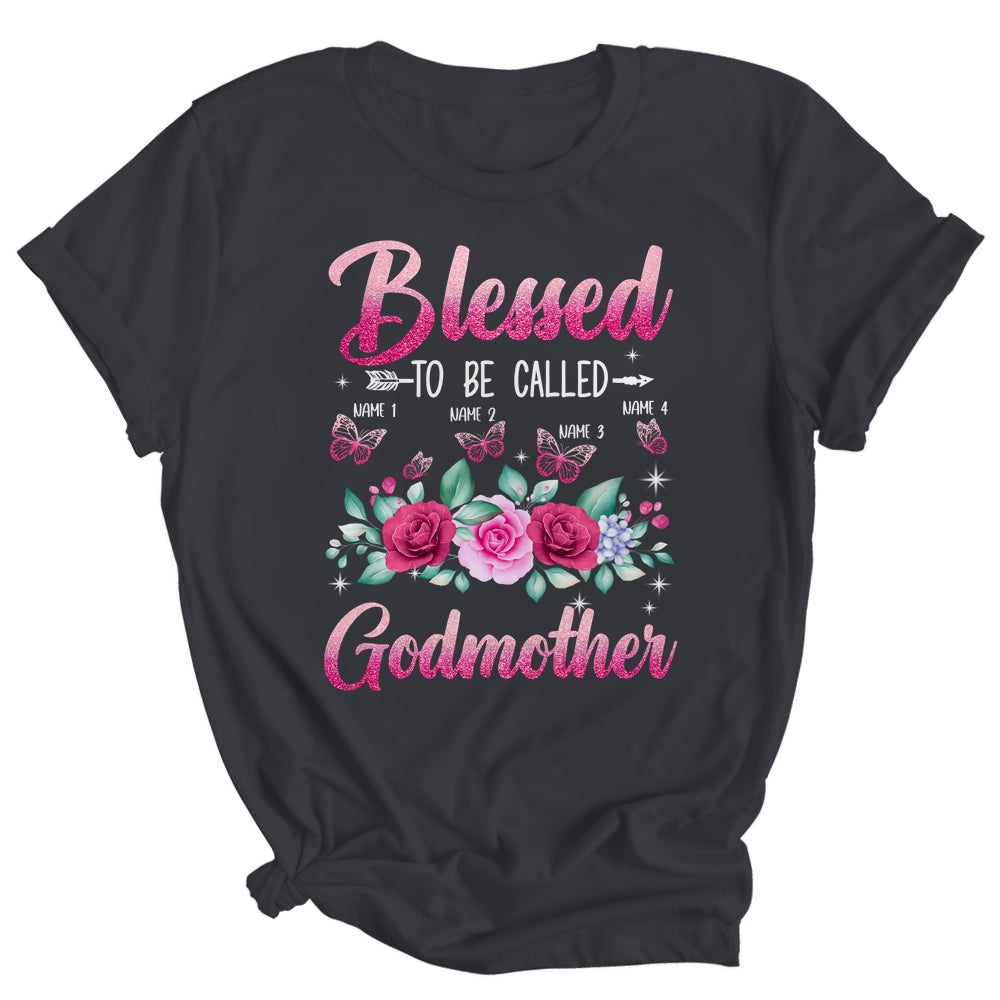 Personalized Blessed To Be Called Godmother Custom Kids Name Mothers Day Birthday Christmas Rose Butterfly Shirt & Tank Top | siriusteestore