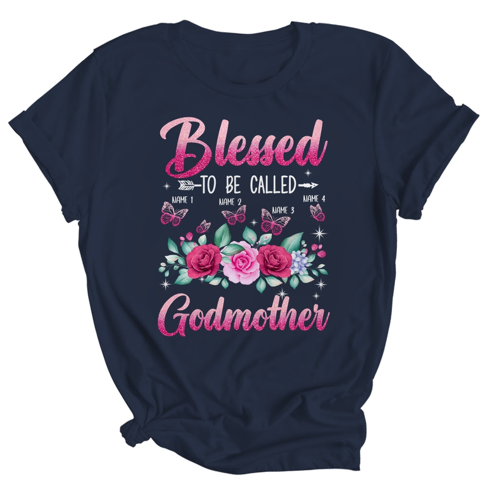 Personalized Blessed To Be Called Godmother Custom Kids Name Mothers Day Birthday Christmas Rose Butterfly Shirt & Tank Top | siriusteestore