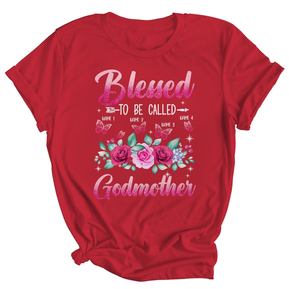 Personalized Blessed To Be Called Godmother Custom Kids Name Mothers Day Birthday Christmas Rose Butterfly Shirt & Tank Top | siriusteestore