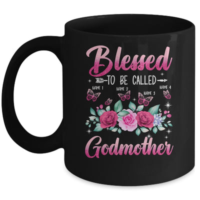 Personalized Blessed To Be Called Godmother Custom Kids Name Mothers Day Birthday Christmas Rose Butterfly Mug | siriusteestore