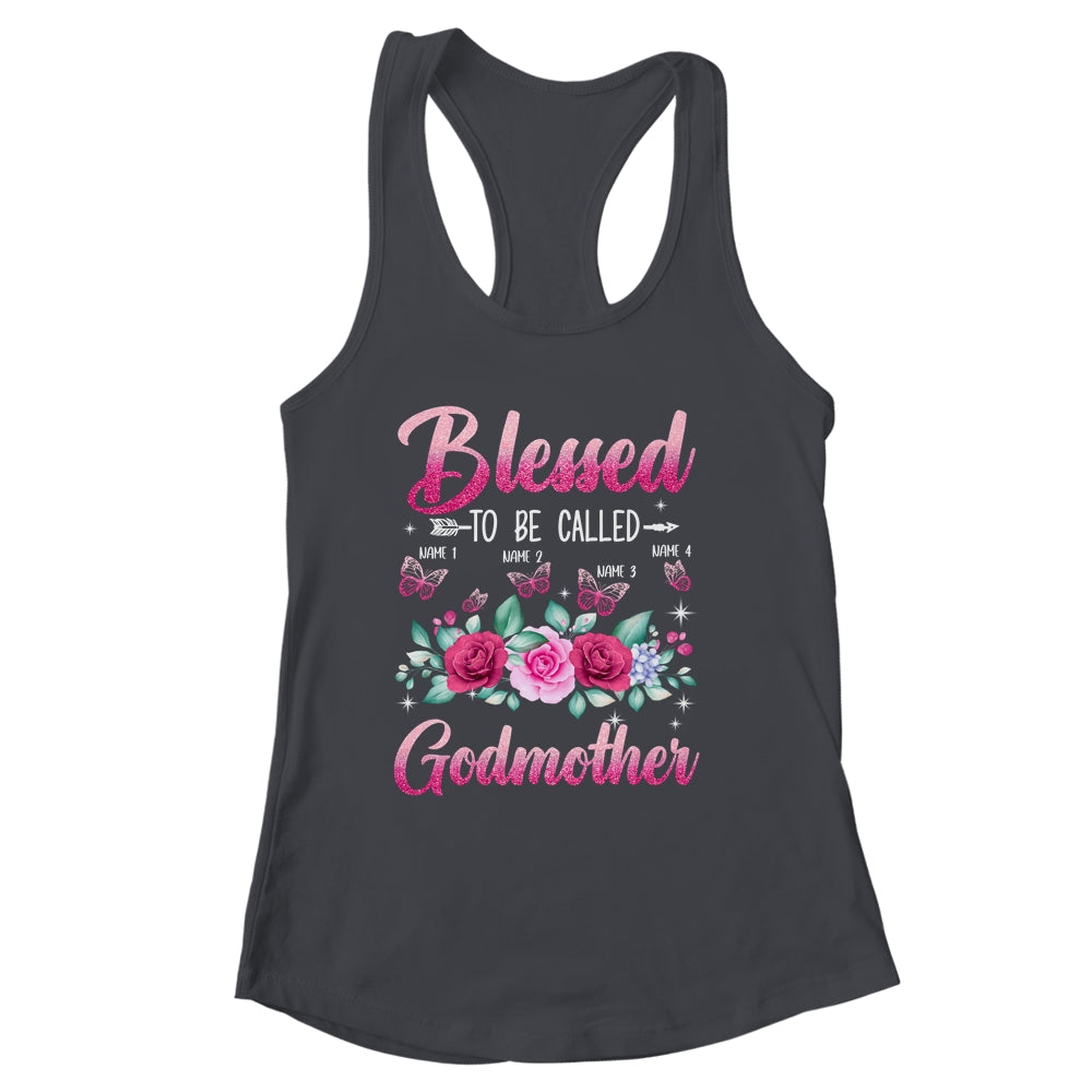 Personalized Blessed To Be Called Godmother Custom Kids Name Mothers Day Birthday Christmas Rose Butterfly Shirt & Tank Top | siriusteestore