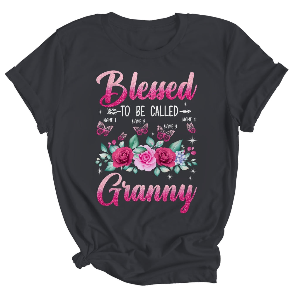 Personalized Blessed To Be Called Granny Custom Grandkids Name Mothers Day Birthday Christmas Rose Butterfly Shirt & Tank Top | siriusteestore