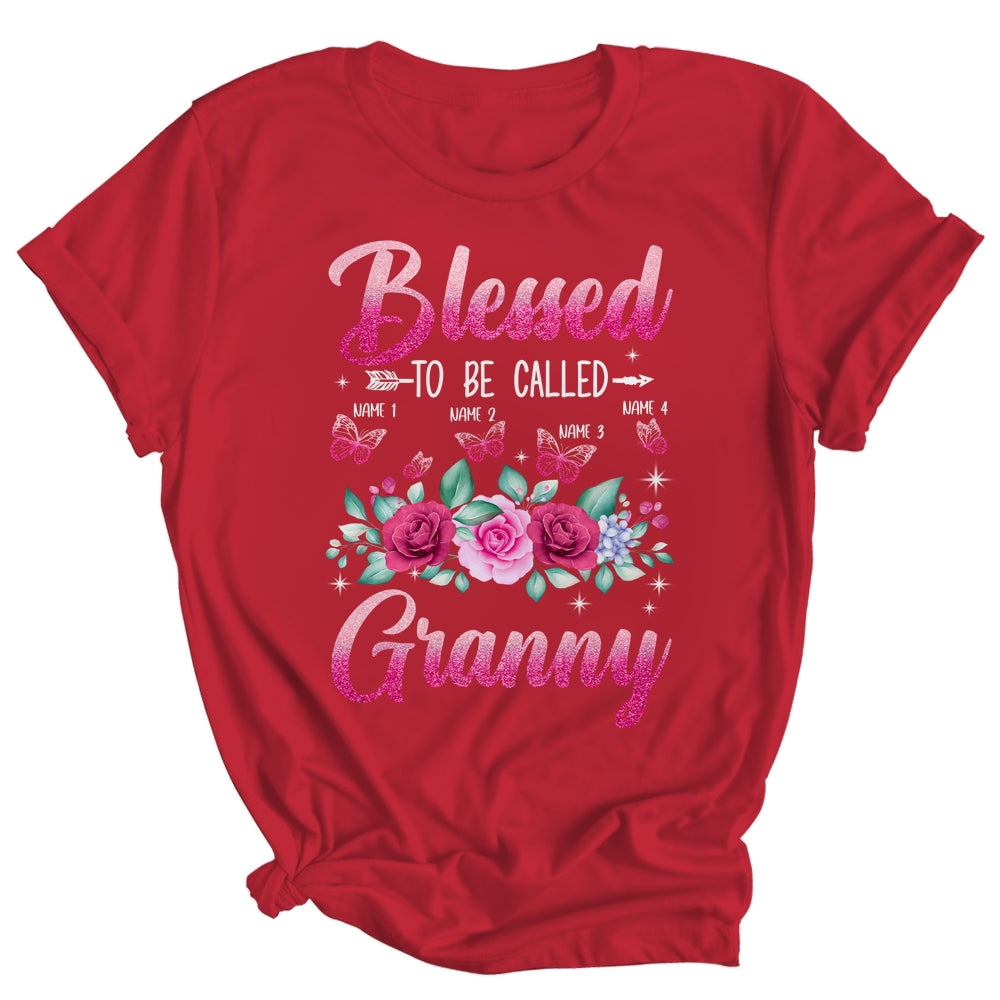 Personalized Blessed To Be Called Granny Custom Grandkids Name Mothers Day Birthday Christmas Rose Butterfly Shirt & Tank Top | siriusteestore