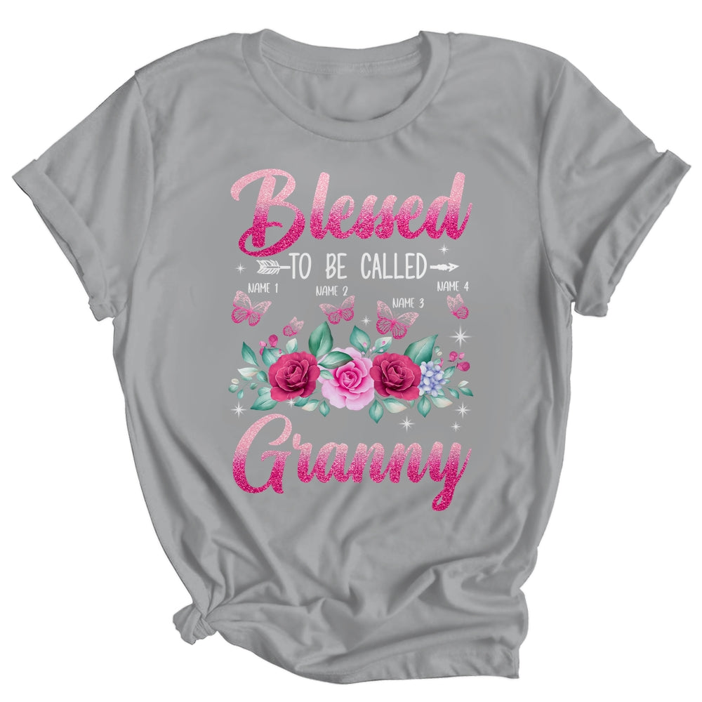 Personalized Blessed To Be Called Granny Custom Grandkids Name Mothers Day Birthday Christmas Rose Butterfly Shirt & Tank Top | siriusteestore