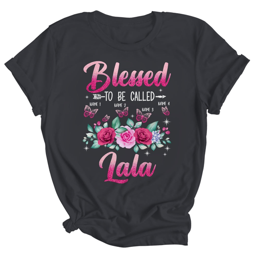 Personalized Blessed To Be Called Lala Custom Grandkids Name Mothers Day Birthday Christmas Rose Butterfly Shirt & Tank Top | siriusteestore