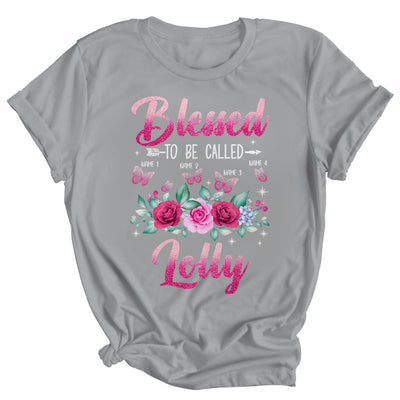 Personalized Blessed To Be Called Lolly Custom Grandkids Name Mothers Day Birthday Christmas Rose Butterfly Shirt & Tank Top | siriusteestore