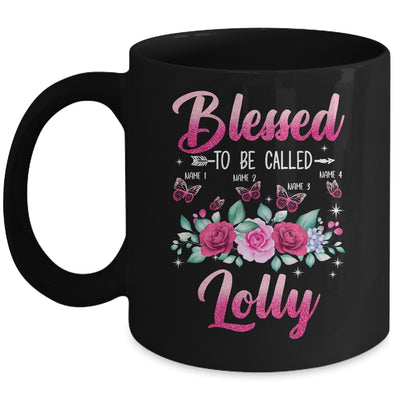 Personalized Blessed To Be Called Lolly Custom Grandkids Name Mothers Day Birthday Christmas Rose Butterfly Mug | siriusteestore