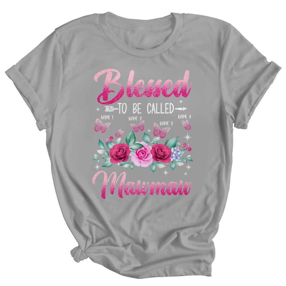 Personalized Blessed To Be Called Mawmaw Custom Grandkids Name Mothers Day Birthday Christmas Rose Butterfly Shirt & Tank Top | siriusteestore