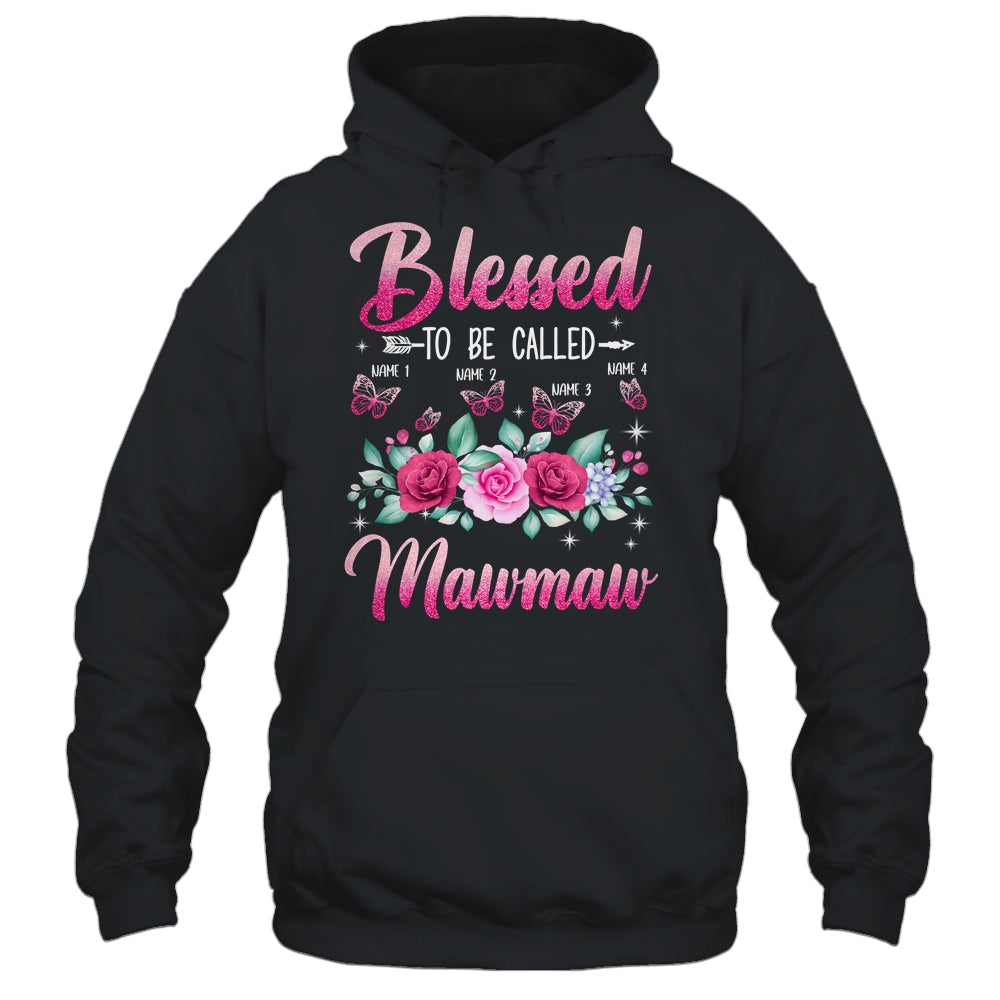 Personalized Blessed To Be Called Mawmaw Custom Grandkids Name Mothers Day Birthday Christmas Rose Butterfly Shirt & Tank Top | siriusteestore