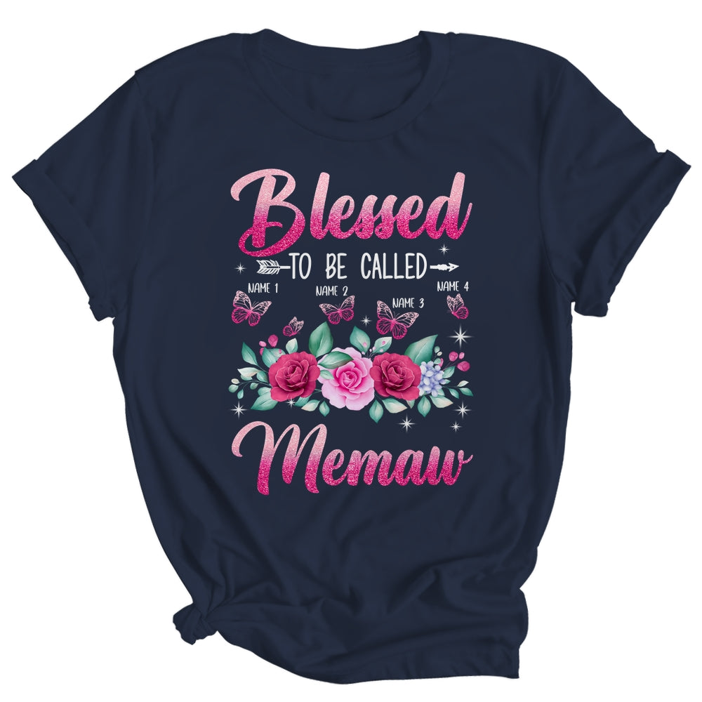 Personalized Blessed To Be Called Memaw Custom Grandkids Name Mothers Day Birthday Christmas Rose Butterfly Shirt & Tank Top | siriusteestore