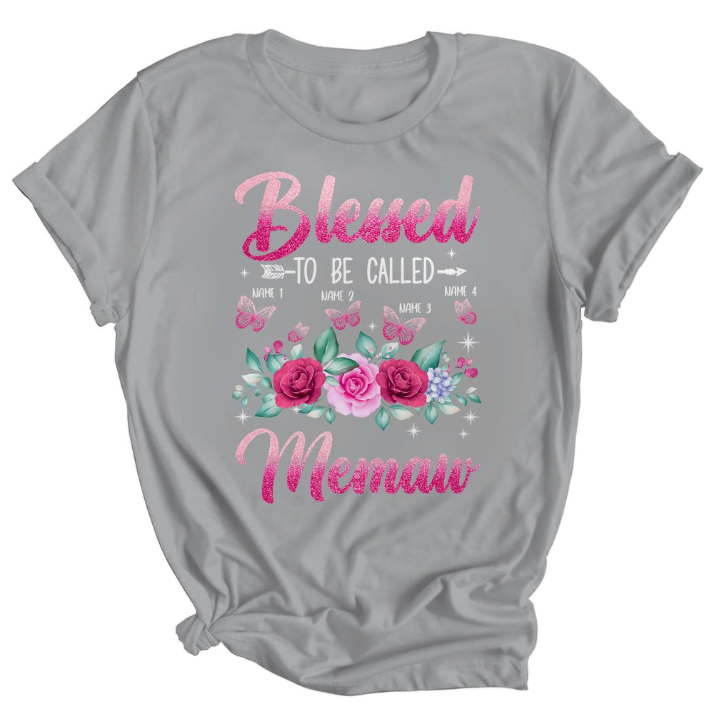 Personalized Blessed To Be Called Memaw Custom Grandkids Name Mothers Day Birthday Christmas Rose Butterfly Shirt & Tank Top | siriusteestore
